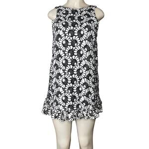 Free People Loretta Sleeveless Mini Dress White Black Floral Embroidered Size XS